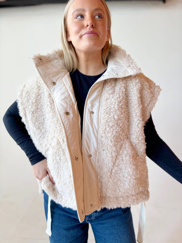 Cream Sherpa Vest