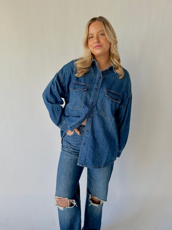 In A Daze Oversized Denim Top