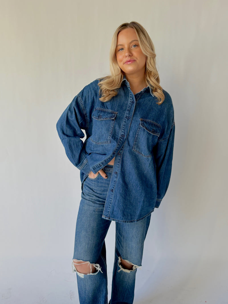 In A Daze Oversized Denim Top