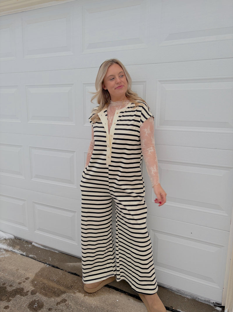 By The Fire Striped Jumpsuit