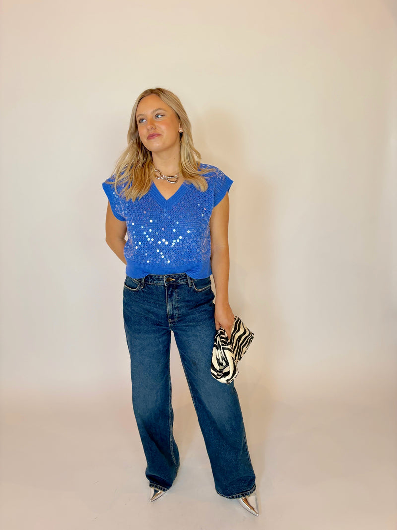 Azure Sequin Top