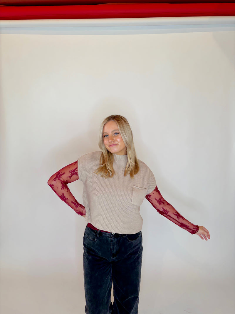 Maroon Lace Top