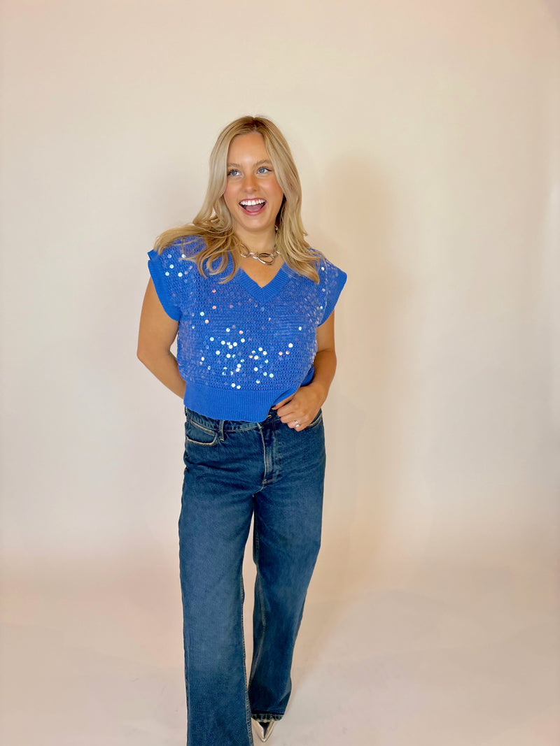 Azure Sequin Top