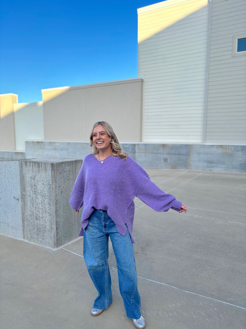 Pop Of Purple Oversized Sweater