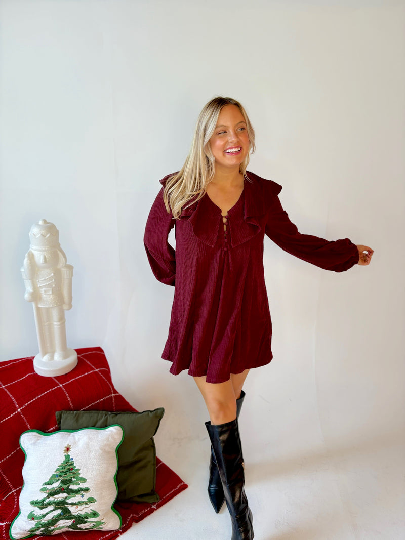 Cranberry Corduroy Dress