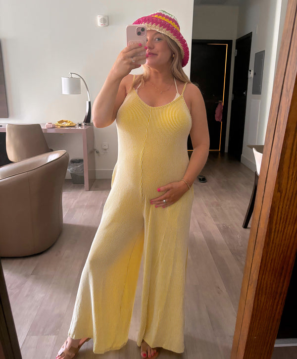 Sunshine Yellow Ribbed Jumpsuit