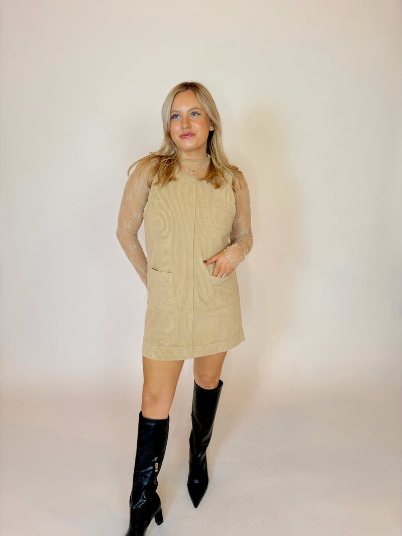 Camel Corduroy Dress