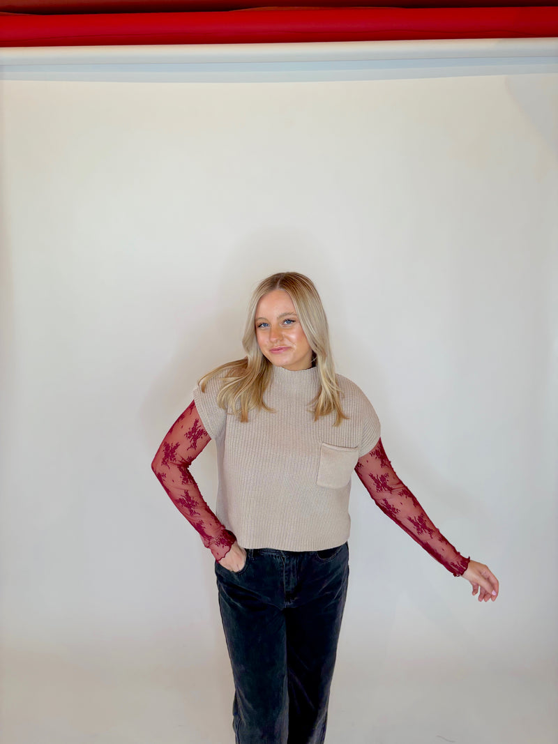 Maroon Lace Top