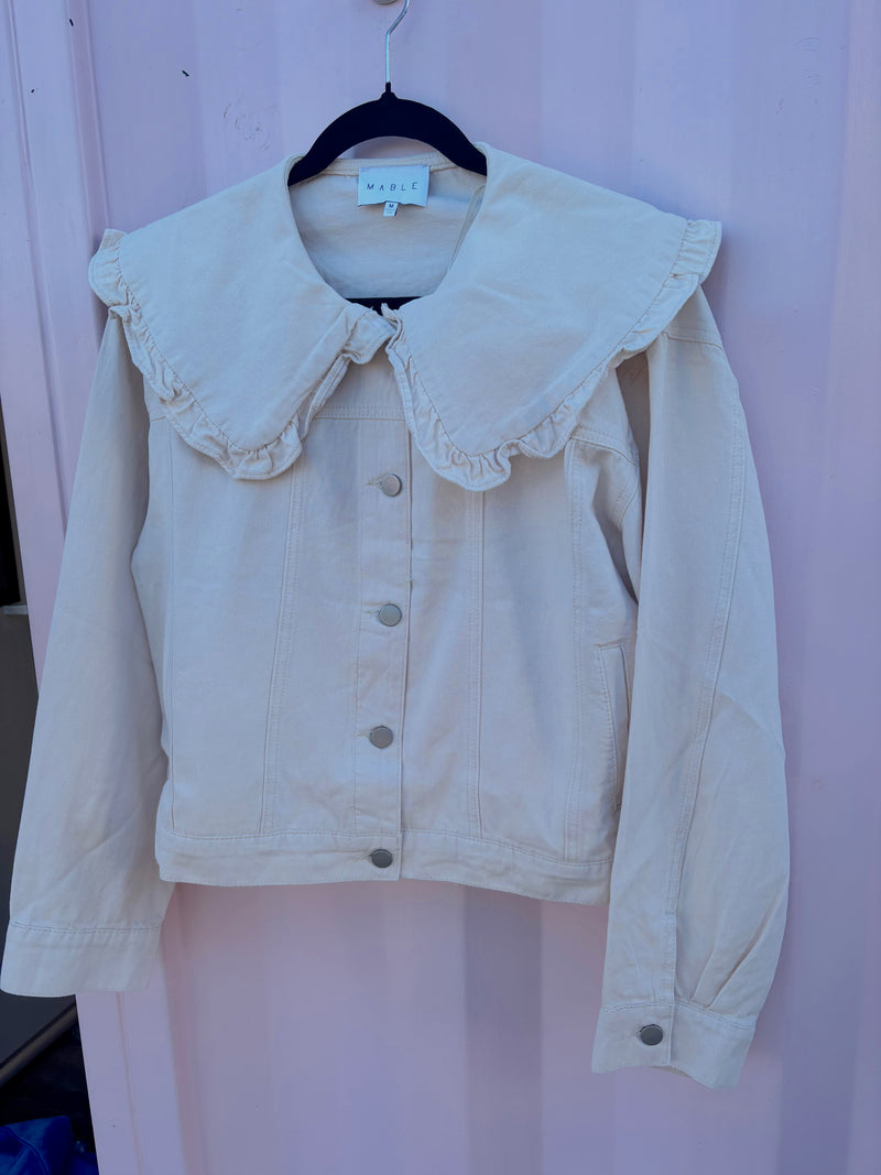 Ecru Peter Pan Collar Denim Jacket