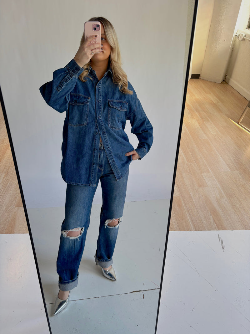 In A Daze Oversized Denim Top