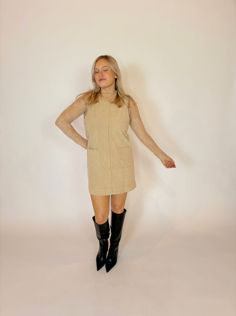 Camel Corduroy Dress