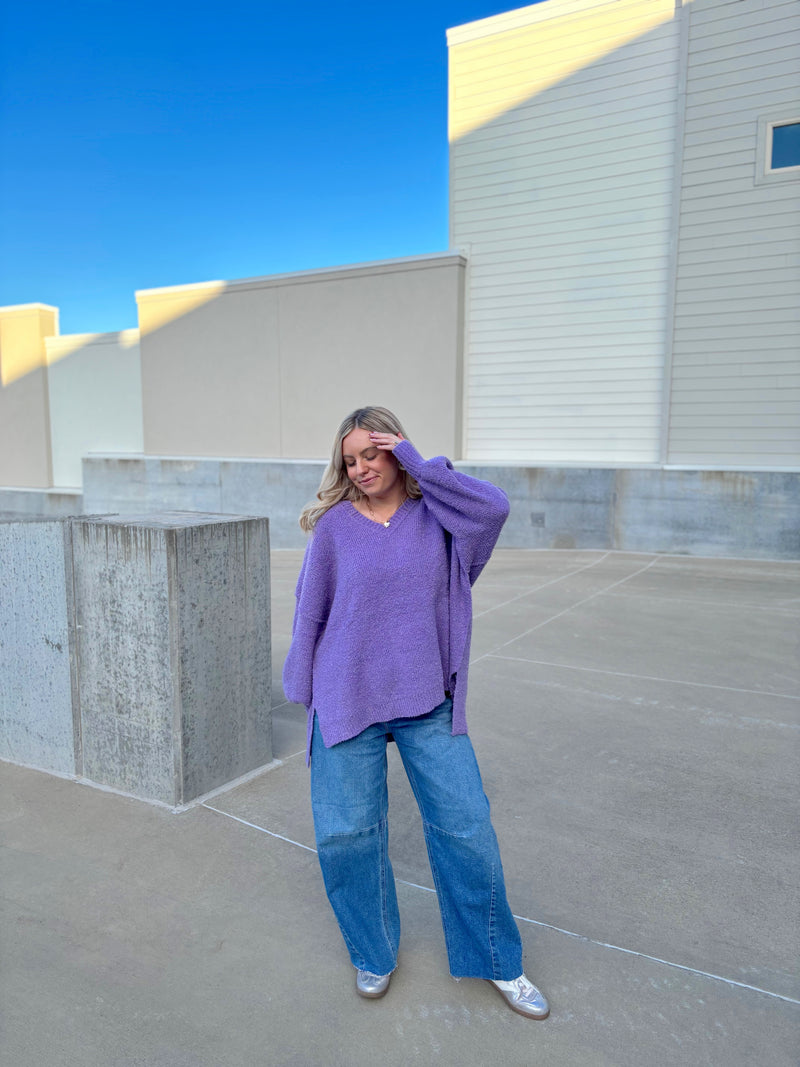 Pop Of Purple Oversized Sweater