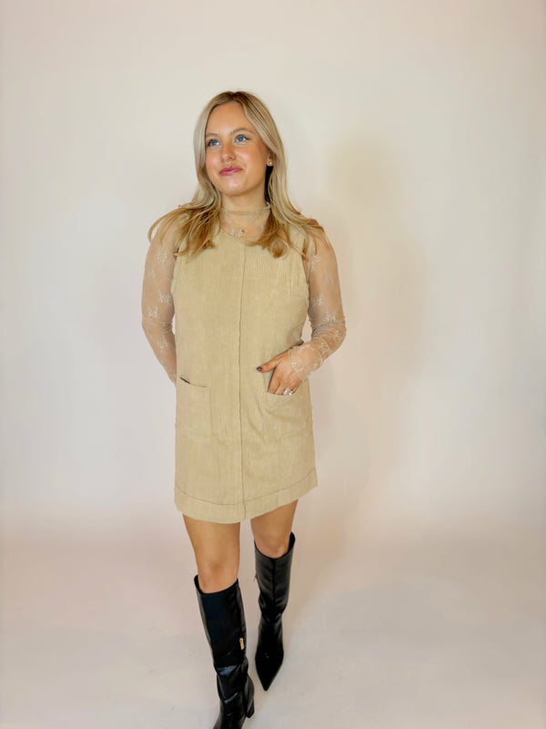 Camel Corduroy Dress