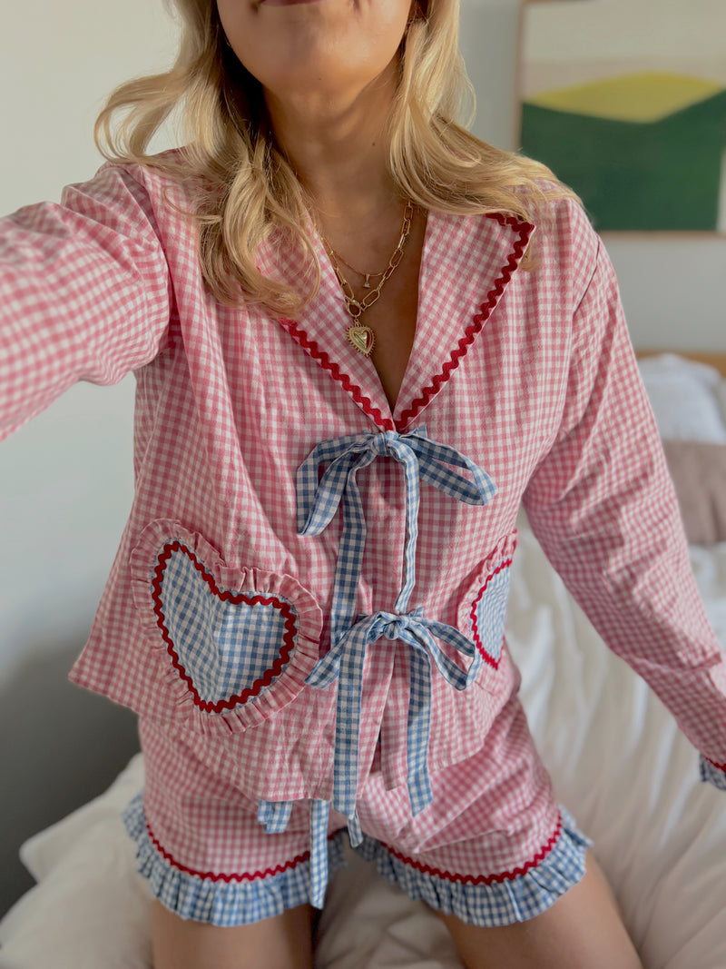 XO Gingham Heart Pajama Set