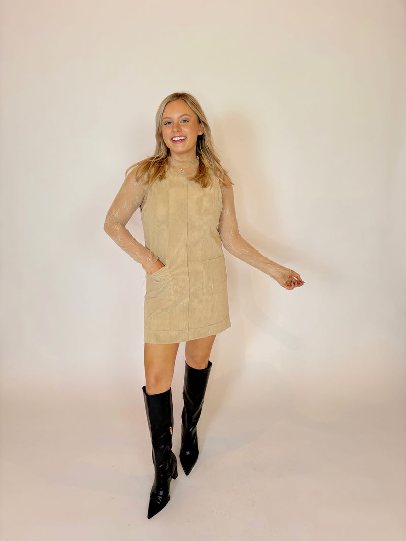 Camel Corduroy Dress