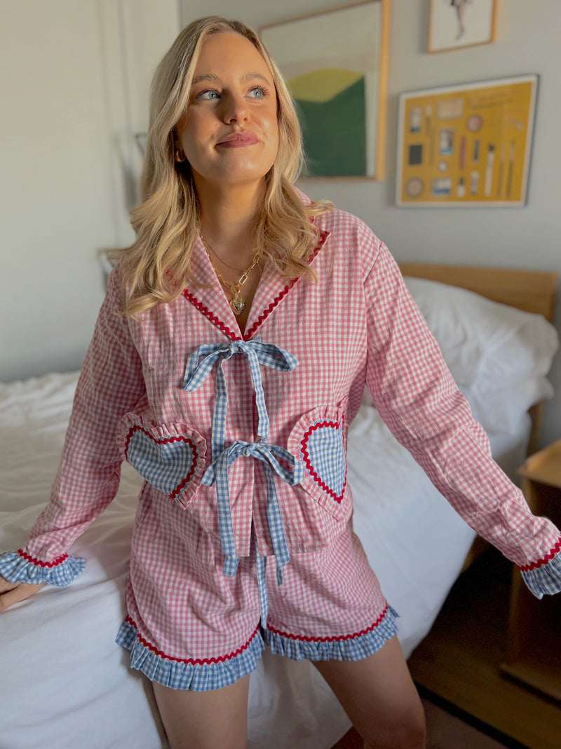 XO Gingham Heart Pajama Set