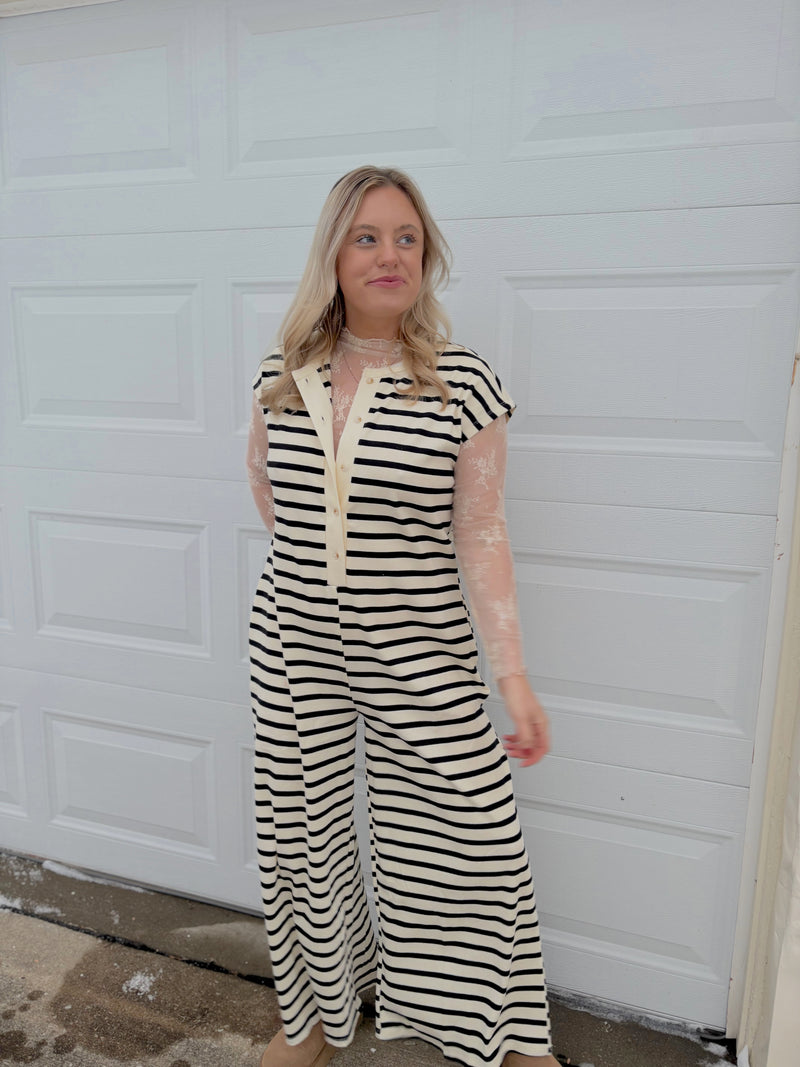 By The Fire Striped Jumpsuit