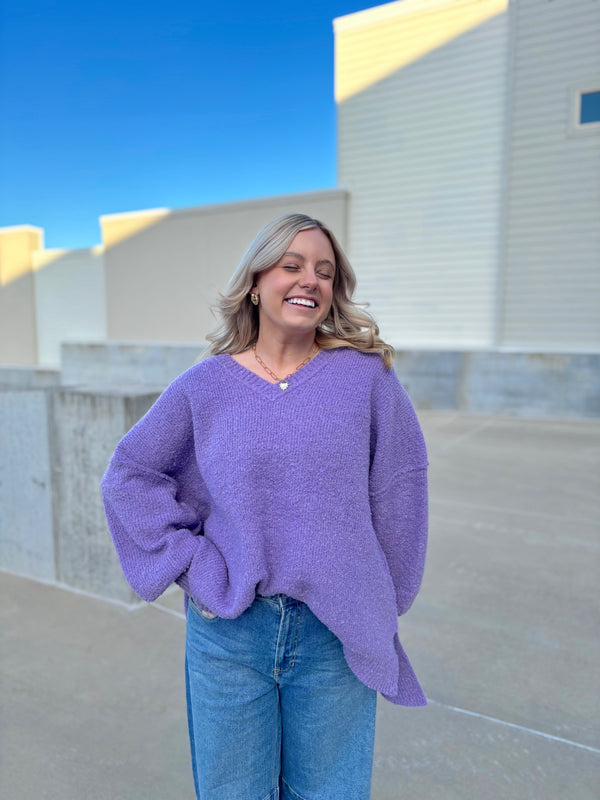 Pop Of Purple Oversized Sweater