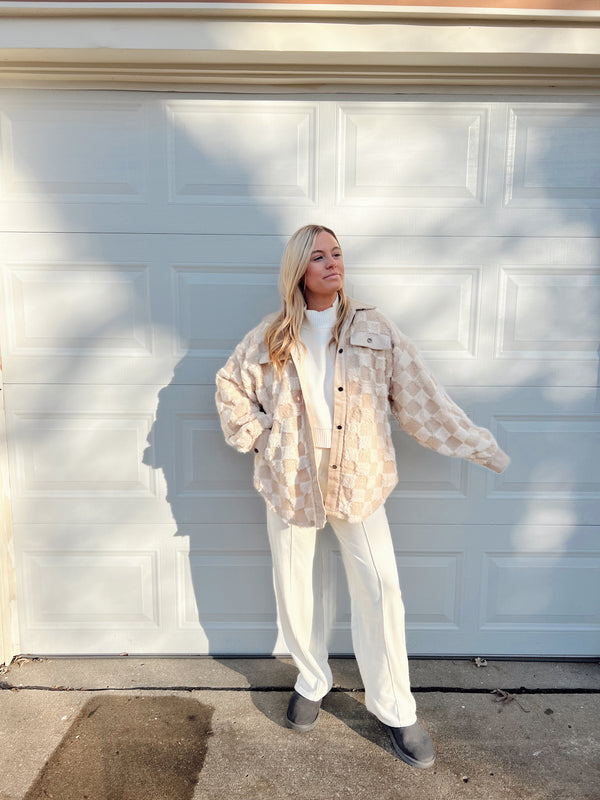 Beige Checkered Shacket