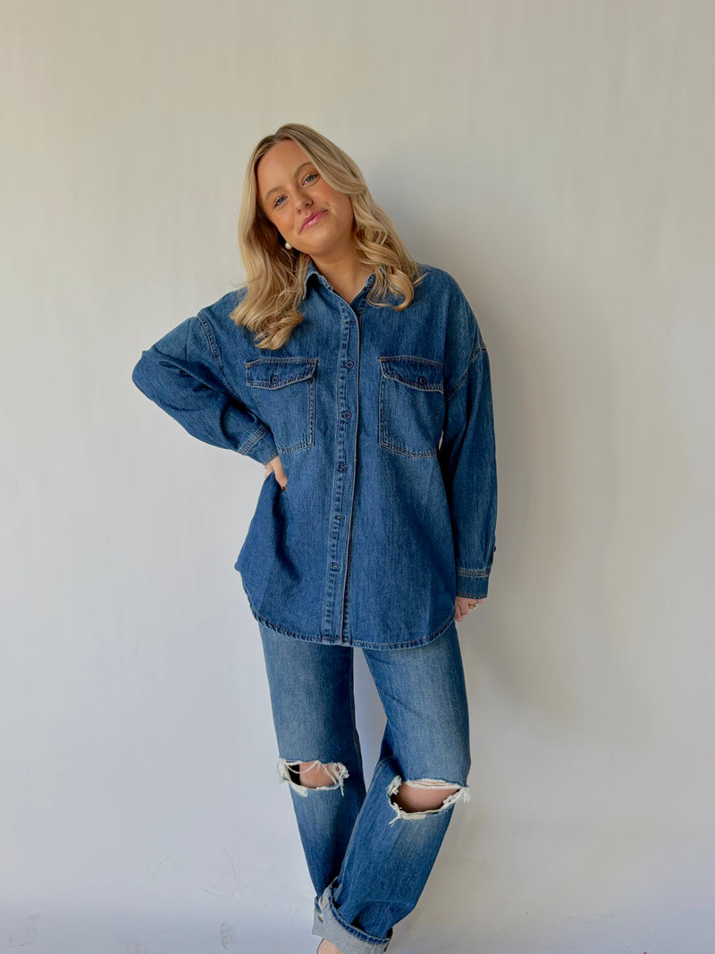 In A Daze Oversized Denim Top