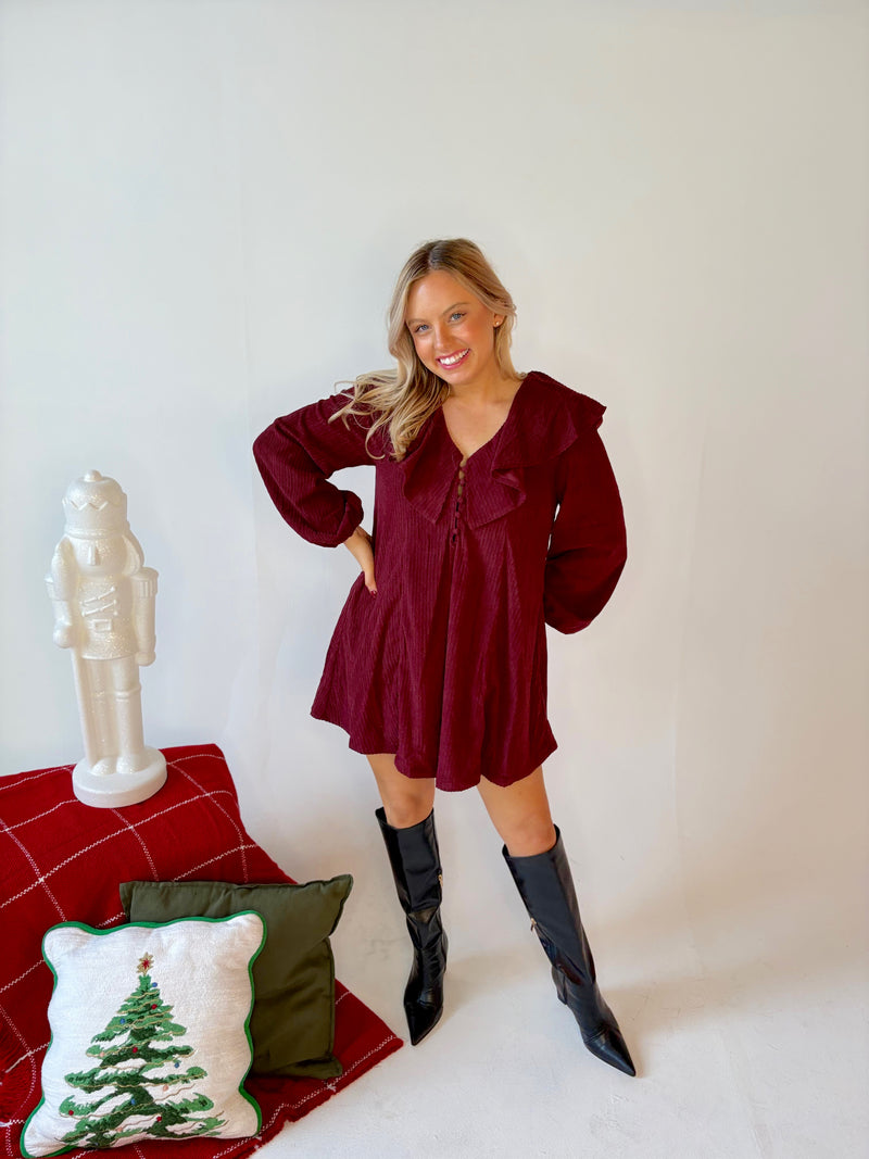 Cranberry Corduroy Dress