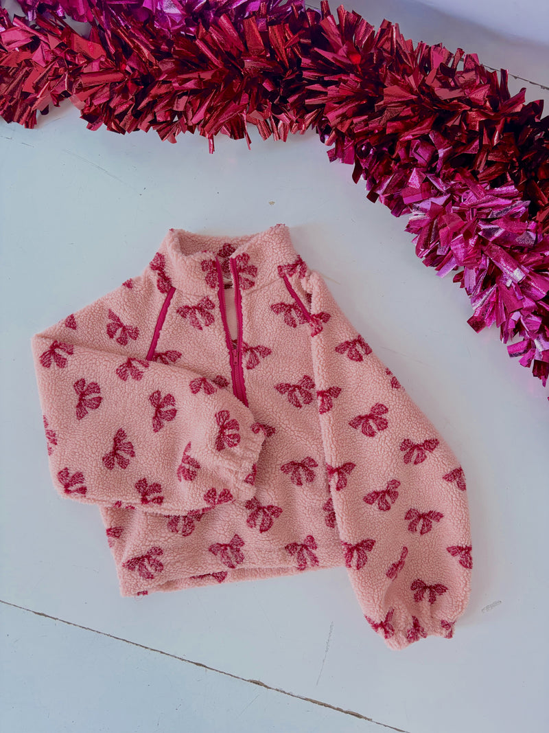 Pink Bow Sherpa Fleece