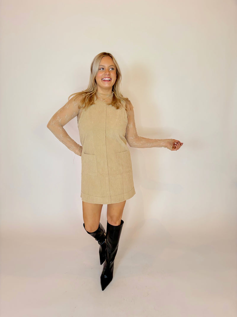 Camel Corduroy Dress