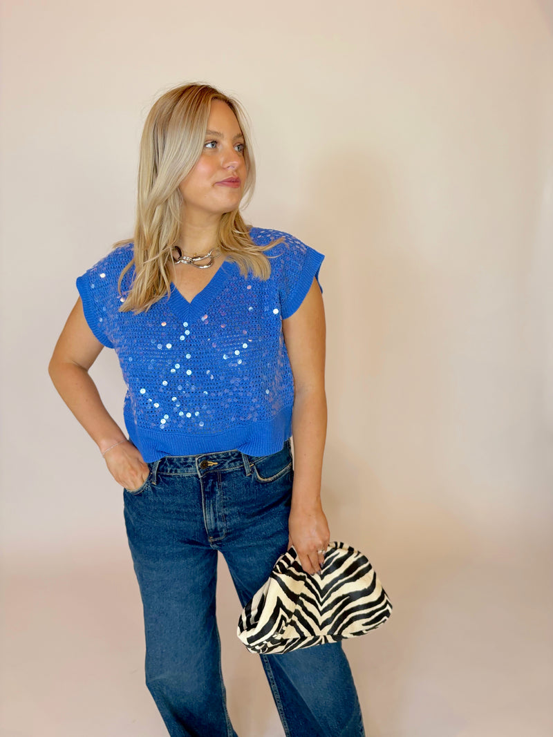 Azure Sequin Top