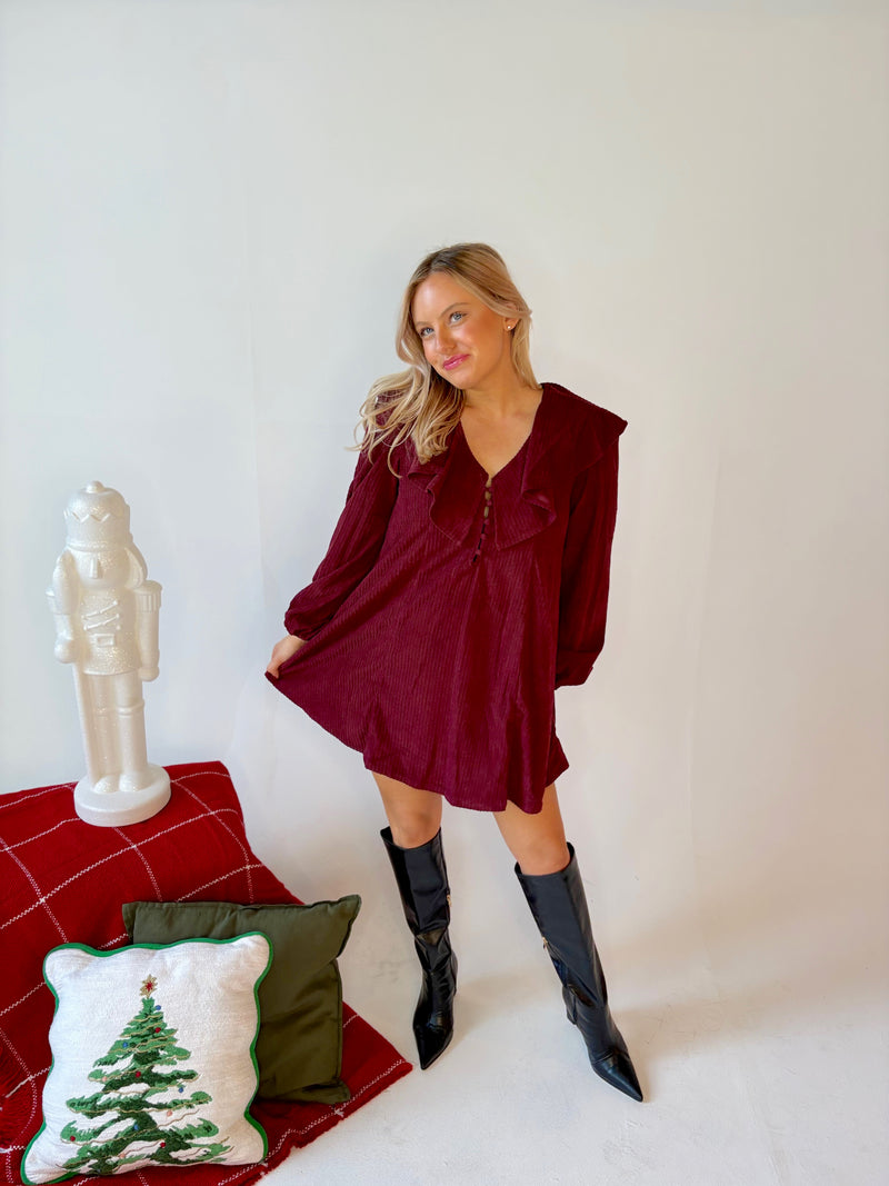 Cranberry Corduroy Dress