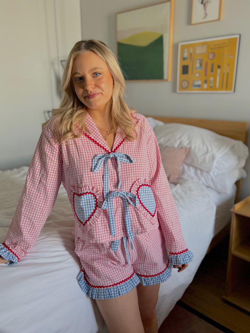 XO Gingham Heart Pajama Set