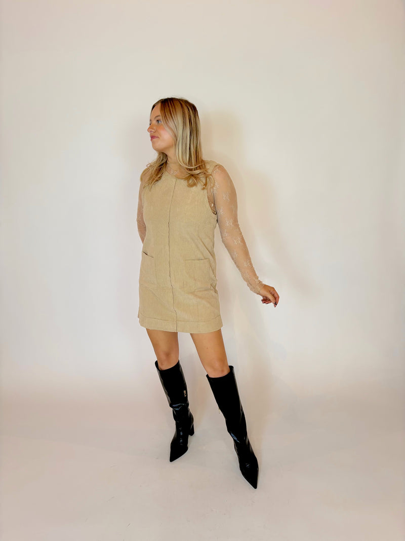 Camel Corduroy Dress