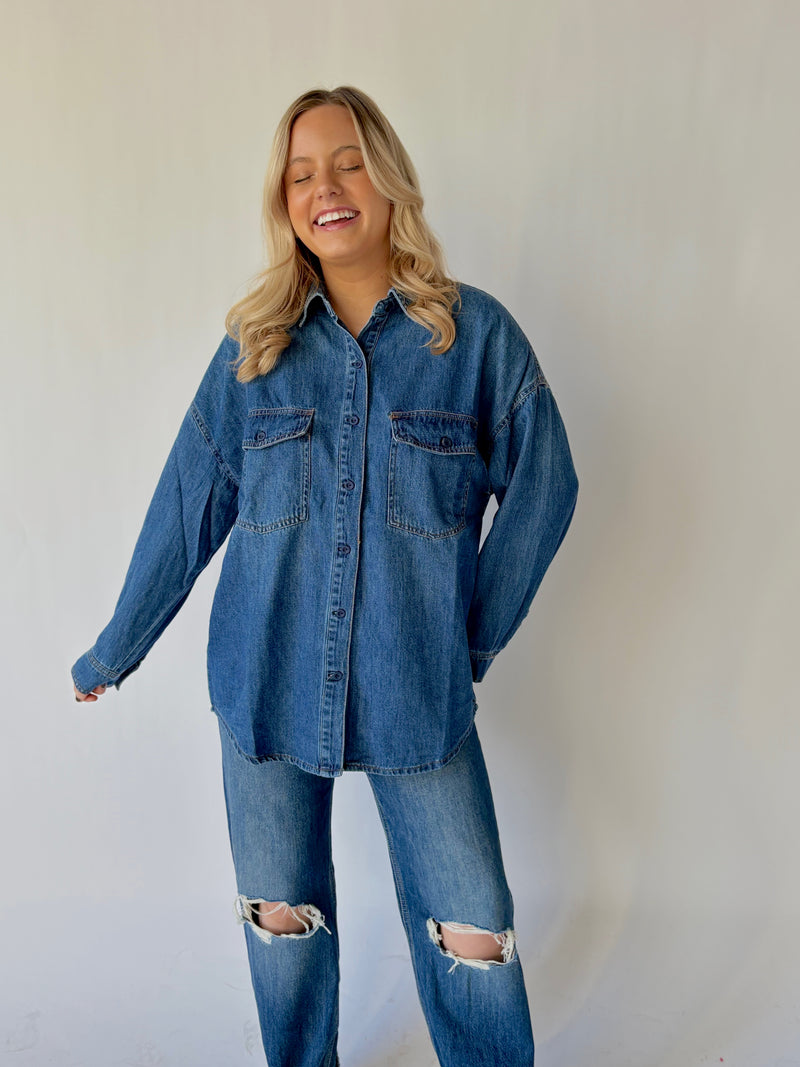 In A Daze Oversized Denim Top