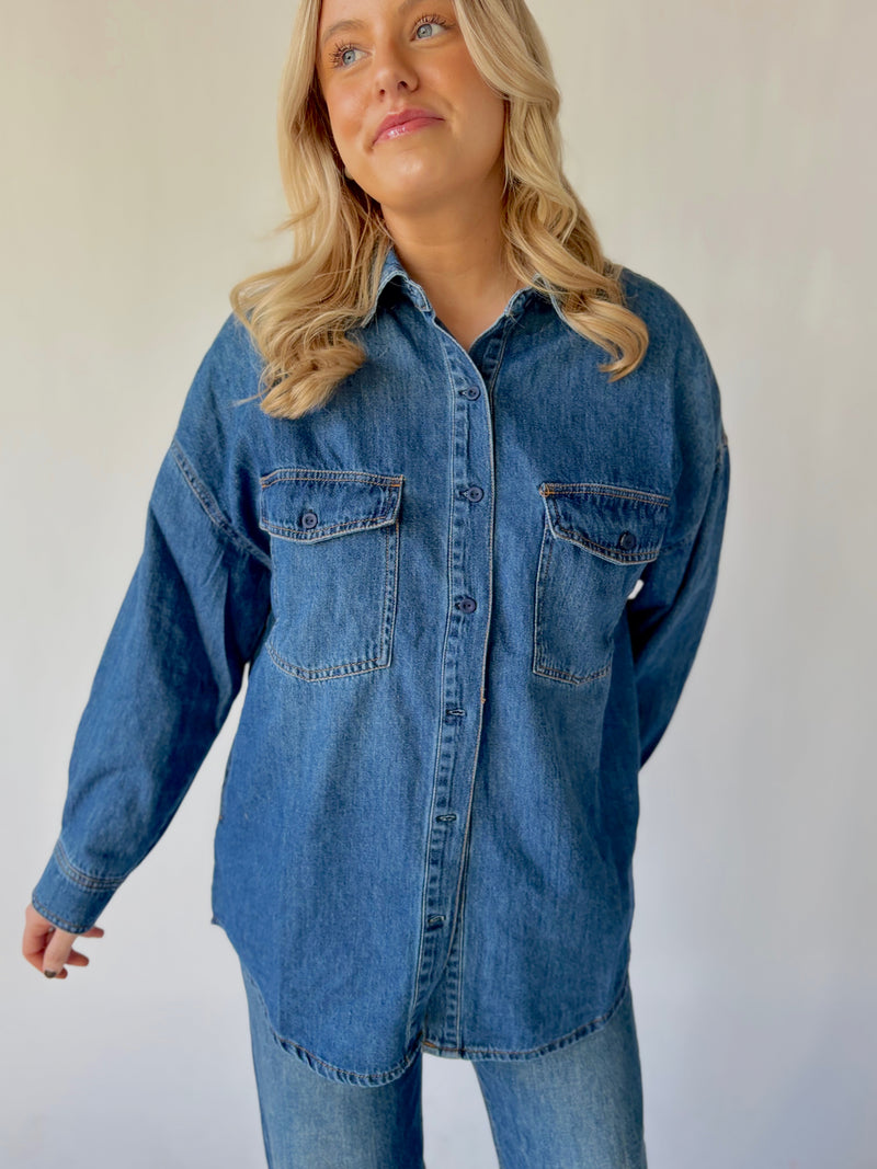 In A Daze Oversized Denim Top