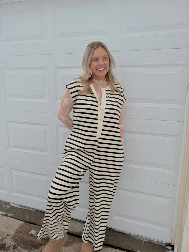 By The Fire Striped Jumpsuit