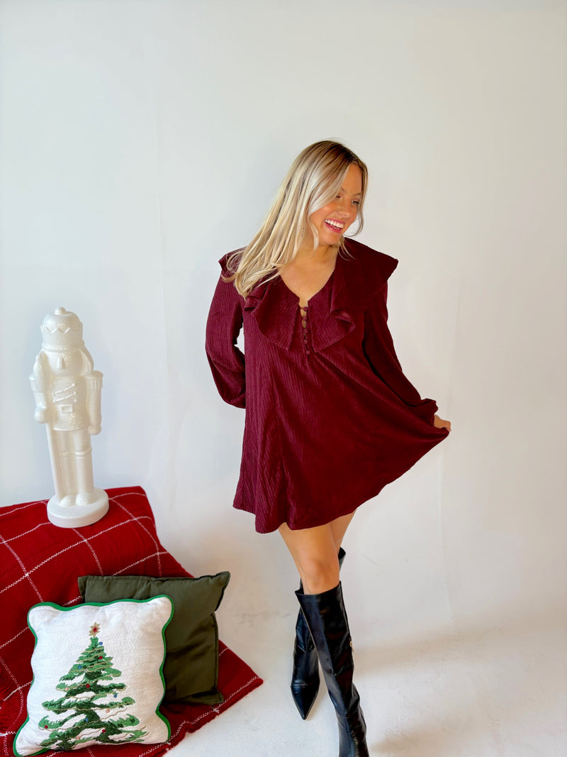 Cranberry Corduroy Dress