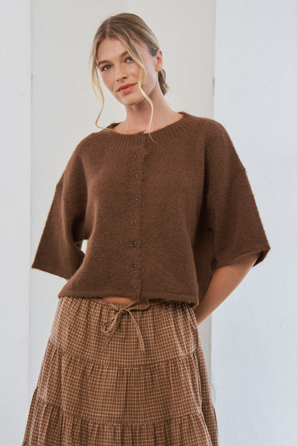 Brown Button Up Cardigan
