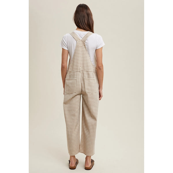 Tan Gingham Overalls