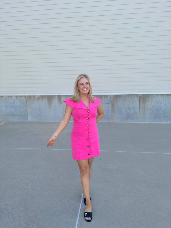 Southern Charm Pink Scalloped Dress