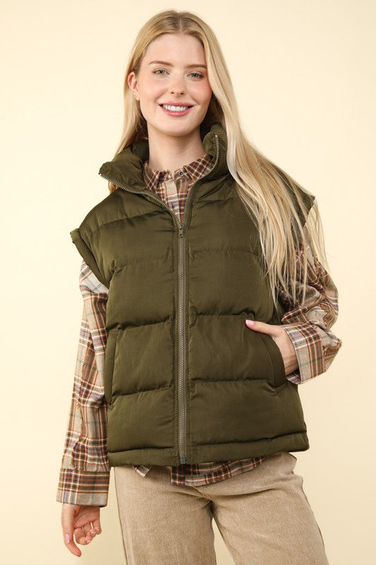 Olive Puffer Vest