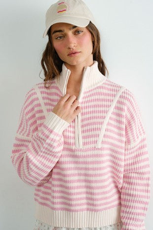 Darcy Striped Quarterzip