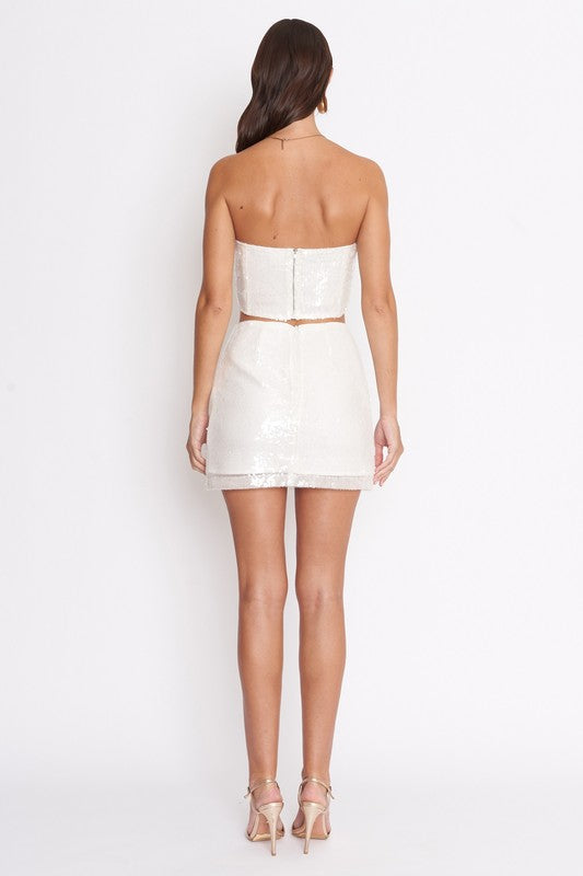 Disco White Sequin Skirt